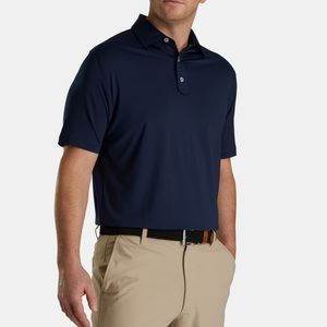 NWT Footjoy 1857 SS Lisle w/ Chest Pocket and Set on Placket Navy Polo